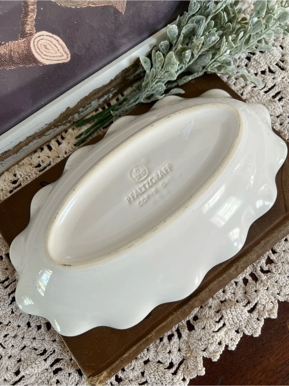 Vintage Pfaltzgraff Stoneware White Scalloped Relish/Candy Dish